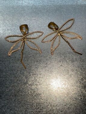 Tory Burch Gold Dragonfly Crystal Drop Earrings